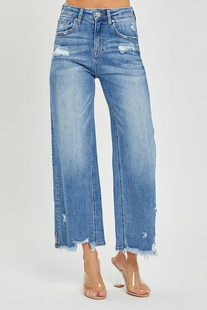 Risen Jeans- High Rise Side Slit Ankle Flare Jeans – Circle X Country Store