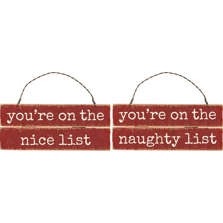 Christmas  Ornaments Set- Naughty and Nice