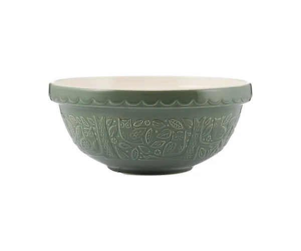 In the Forest Owl- Dark Green Mixing Bowl 11" (S18)