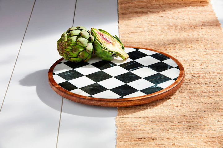 Black & White Checkered Lazy Susan