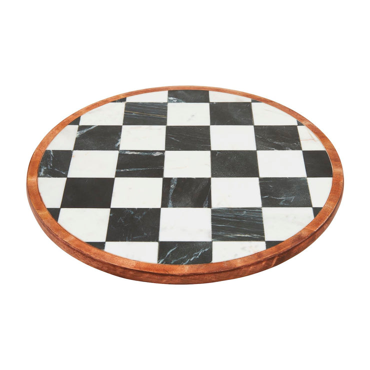 Black & White Checkered Lazy Susan