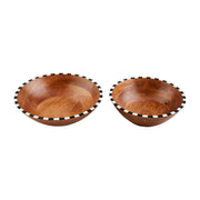 Mango Wood Checkered Trim Bowls