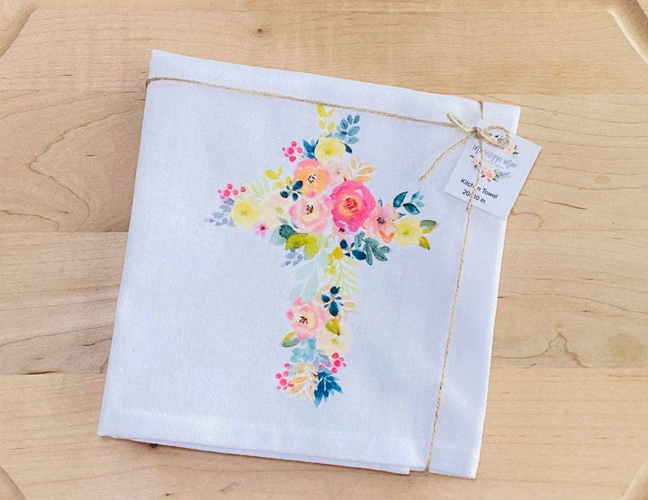 Floral Cross Kitchen Towel