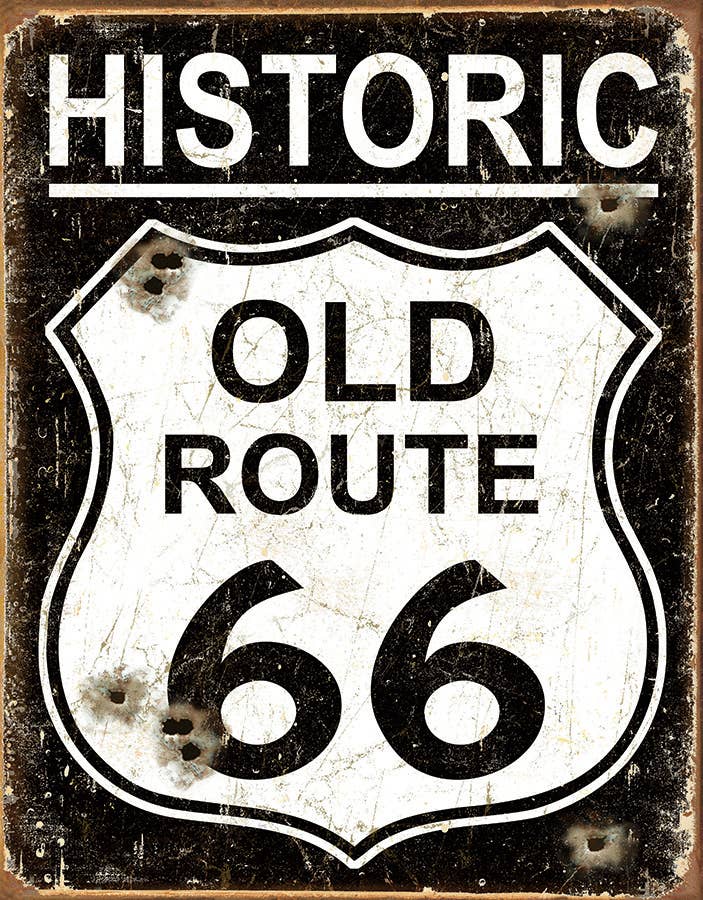 Old Route 66 - Weathered Tin Sign