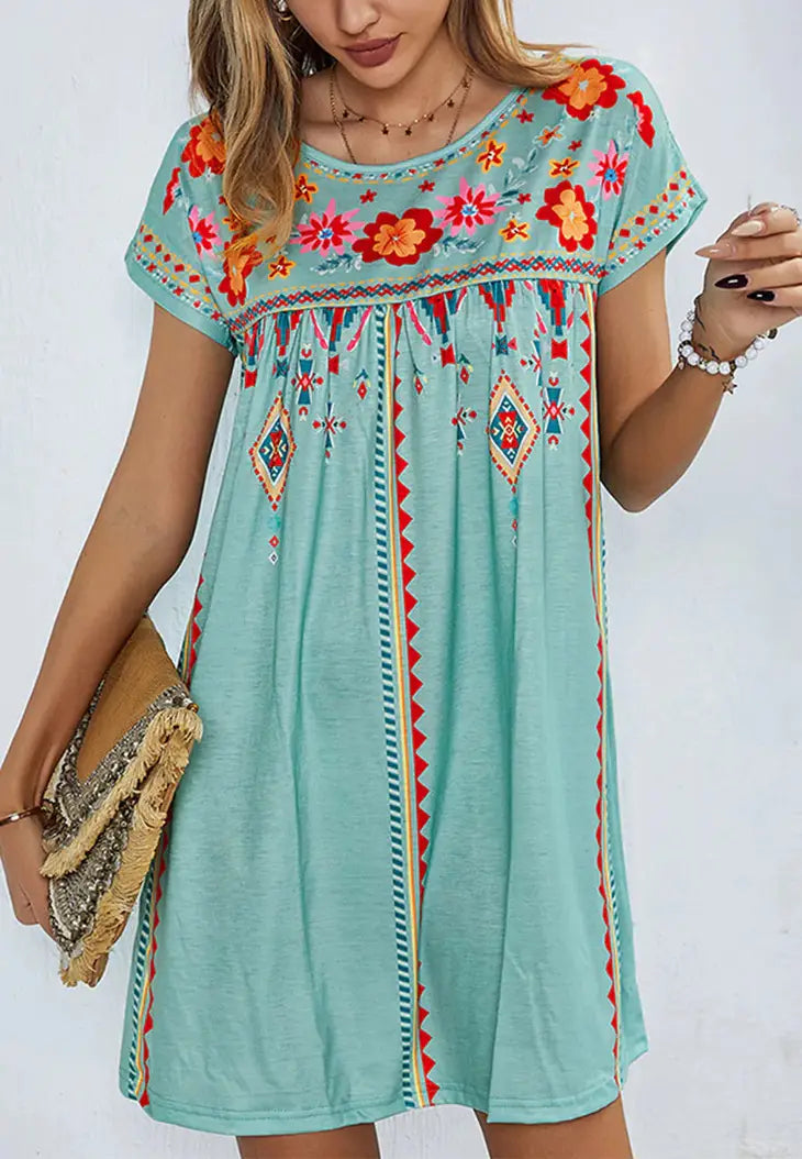 Multicolor Floral Boho Print Dress