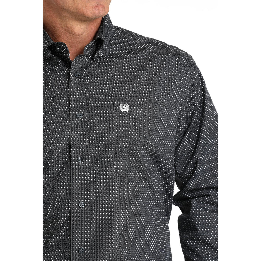 Cinch Men's Long Sleeve Shirt - Geometric Print (Blue)