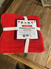 Red, White & Blue Homespun Crochet Dishcloth - Set of 3