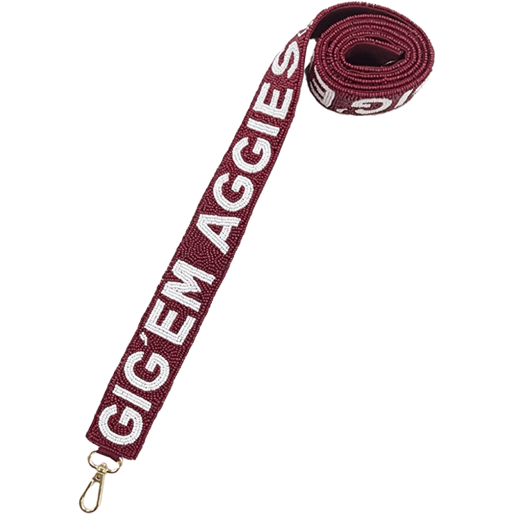 Texas A&M Gig Em Aggies Beaded Bag Strap