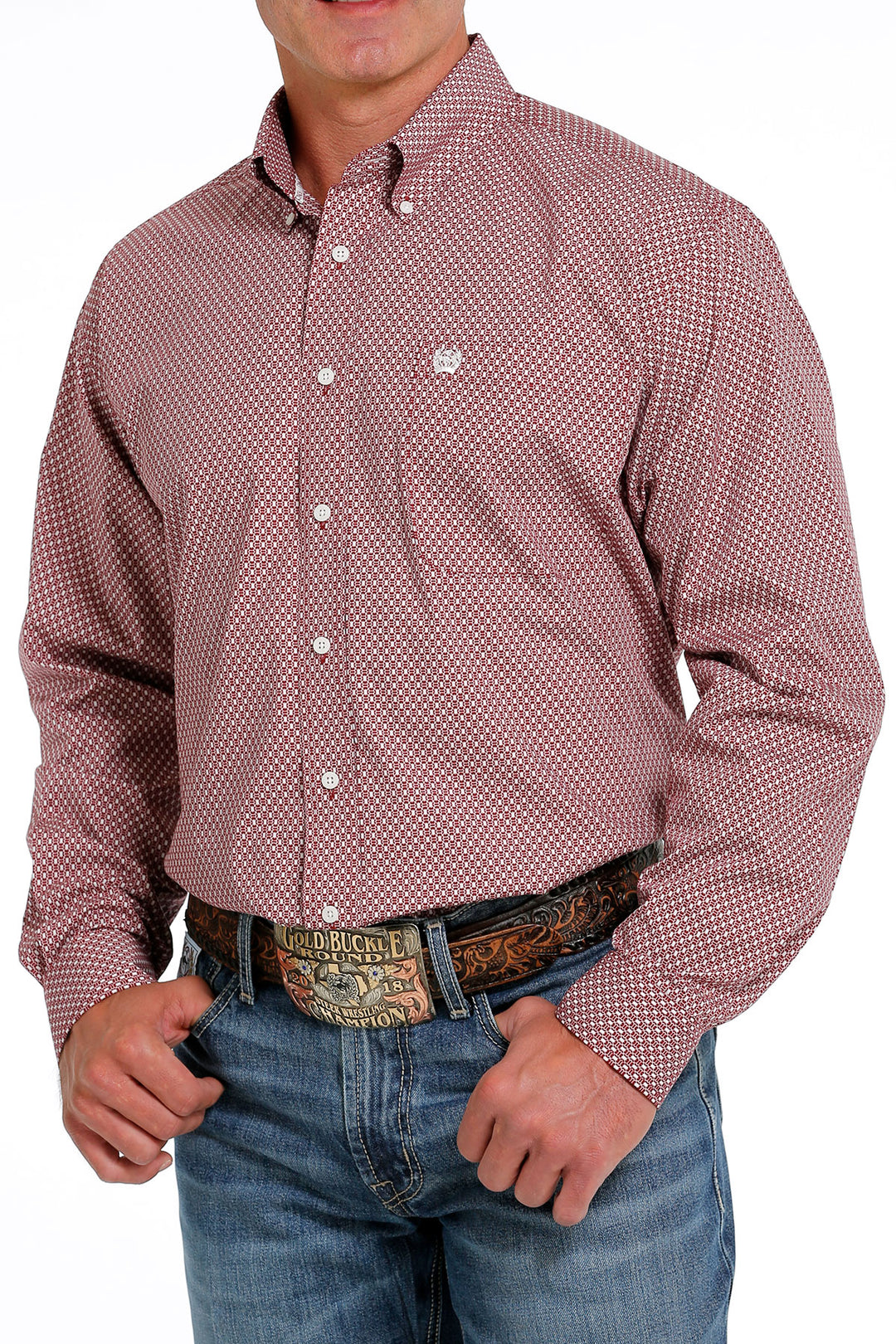 Cinch - Men's Long Sleeve Print Shirt - Red