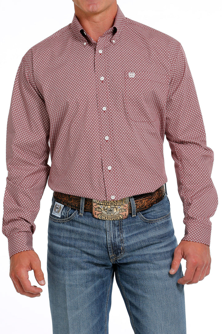 Cinch - Men's Long Sleeve Print Shirt - Red