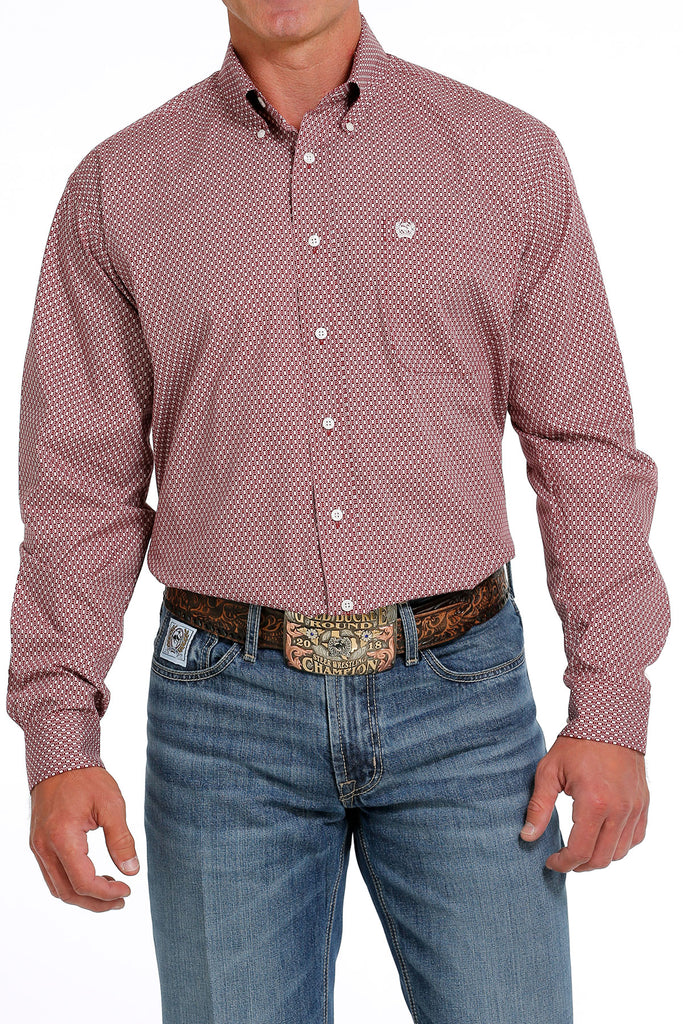 Cinch Men's Long Sleeve Solid Button Down Shirt - Brown - L