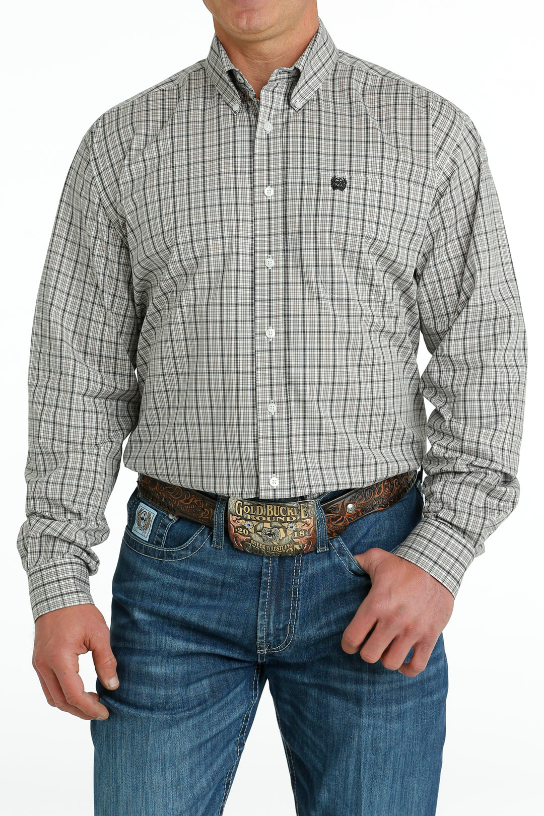 Cinch - Men's Long Sleeve Shirt - White Plaid