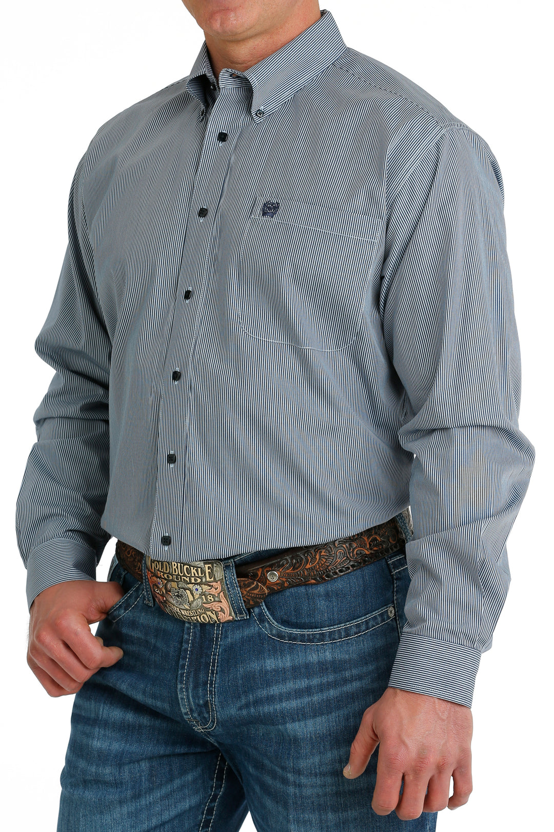 Cinch - Men's Long Sleeve Shirt - Light Blue Stripe