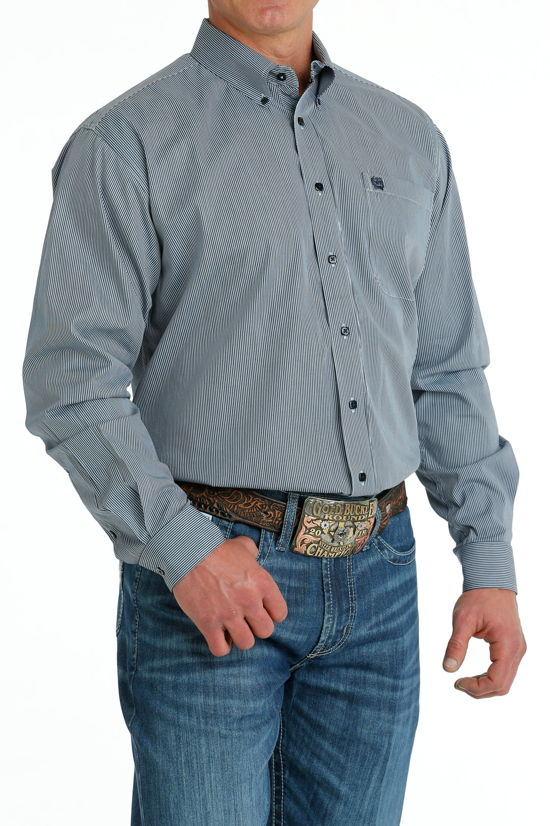 Cinch - Men's Long Sleeve Shirt - Light Blue Stripe