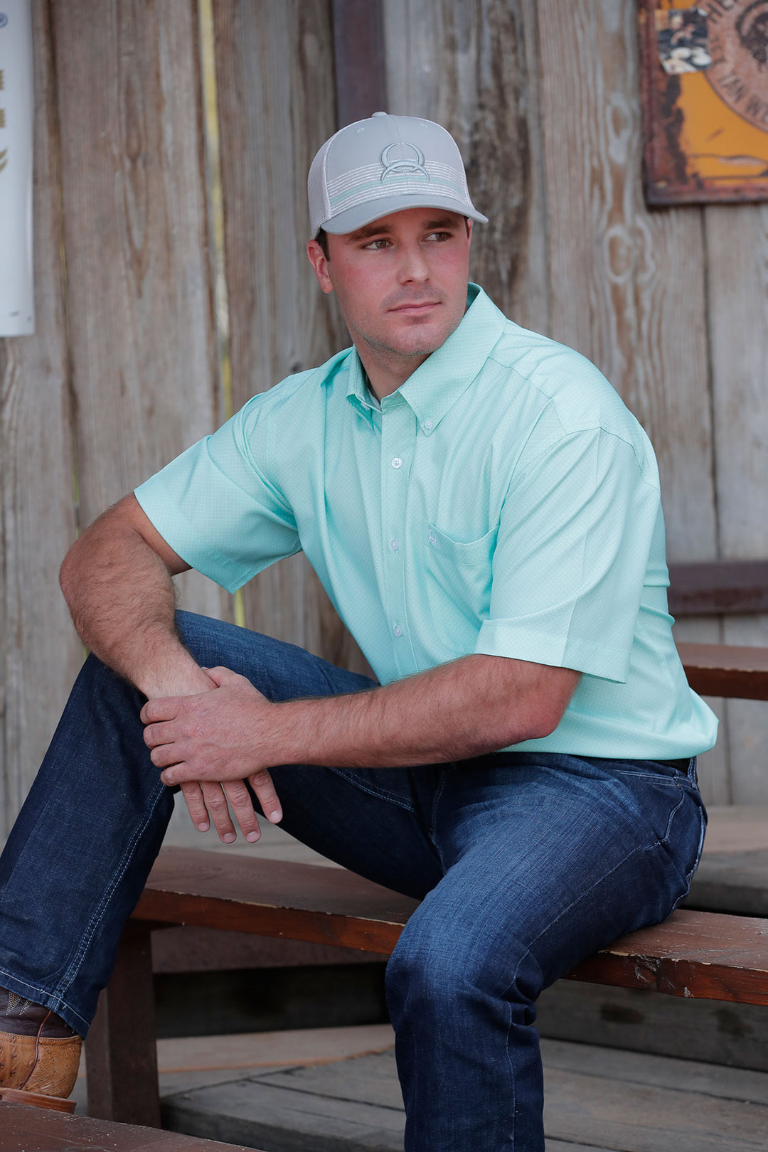 Cinch Men's Short Sleeve Shirt Arena Flex - Mint