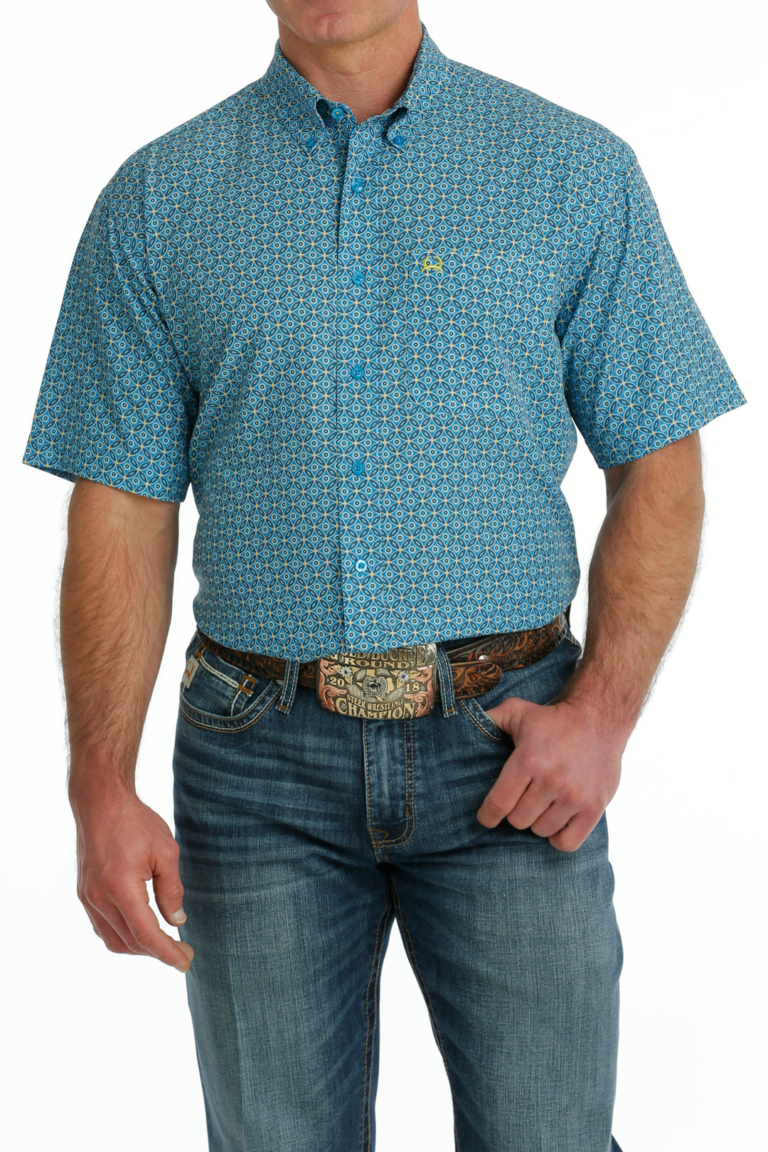 Cinch - Men's Short Sleeve Shirt Arenaflex - Blue