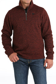 Cinch Men's 1/4 Zip Sweater - Burgundy