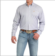 Cinch Men's Long Sleeve Shirt - Purple & White Tencel Stripe