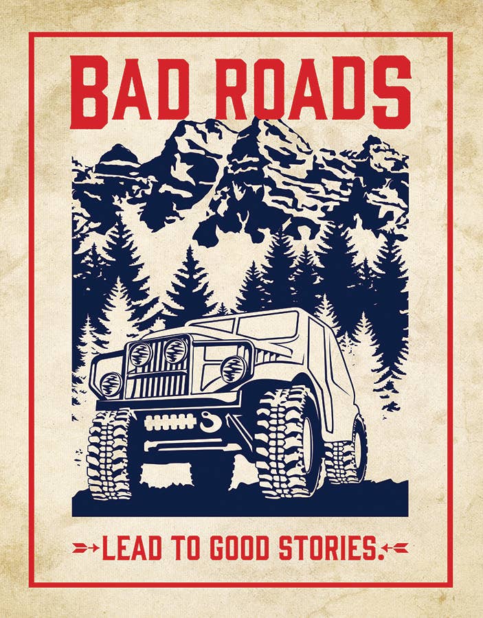 Bad Roads Tin Sign