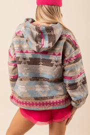 Aztec Hooded Boxy Cozy Woven Western Top