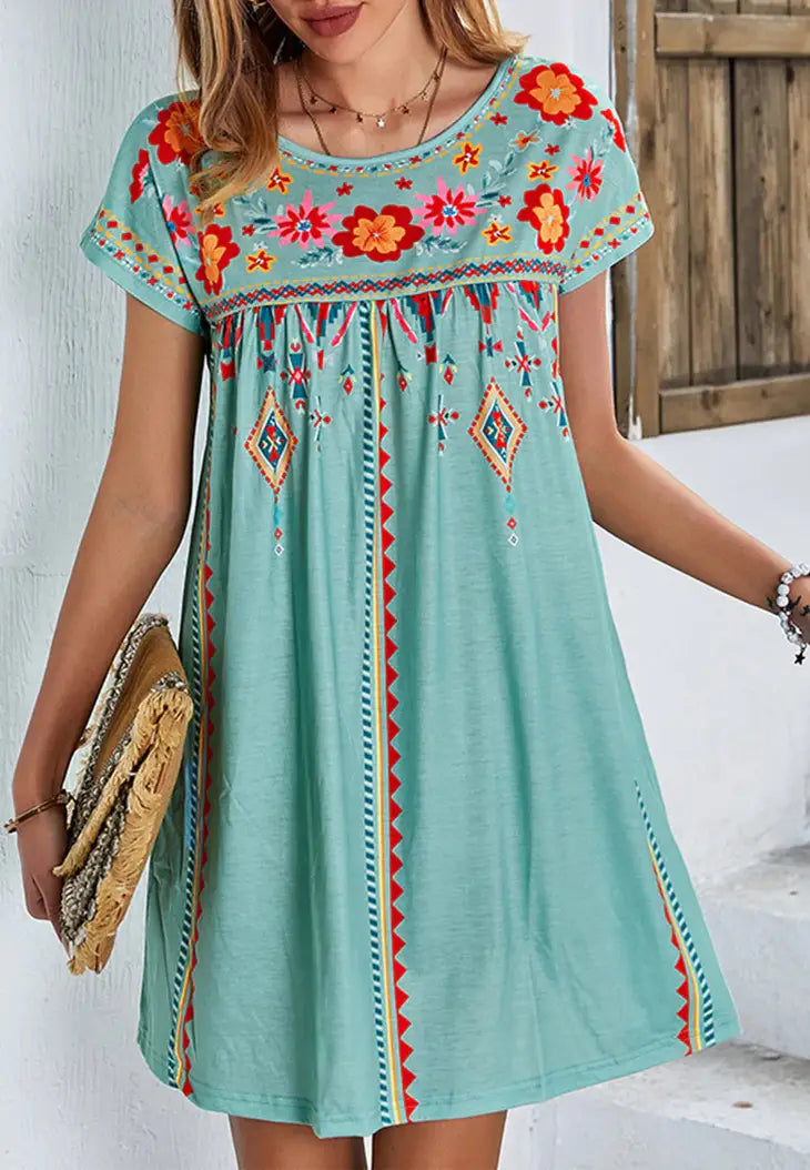 Multicolor Floral Boho Print Dress