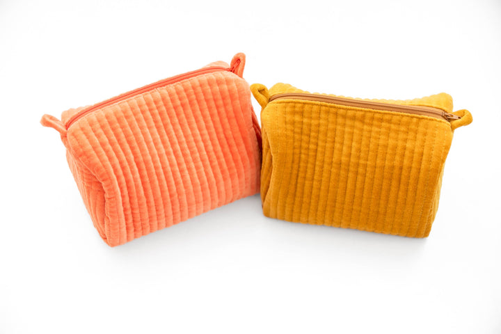 Velvet Cosmetic Pouch-Coral