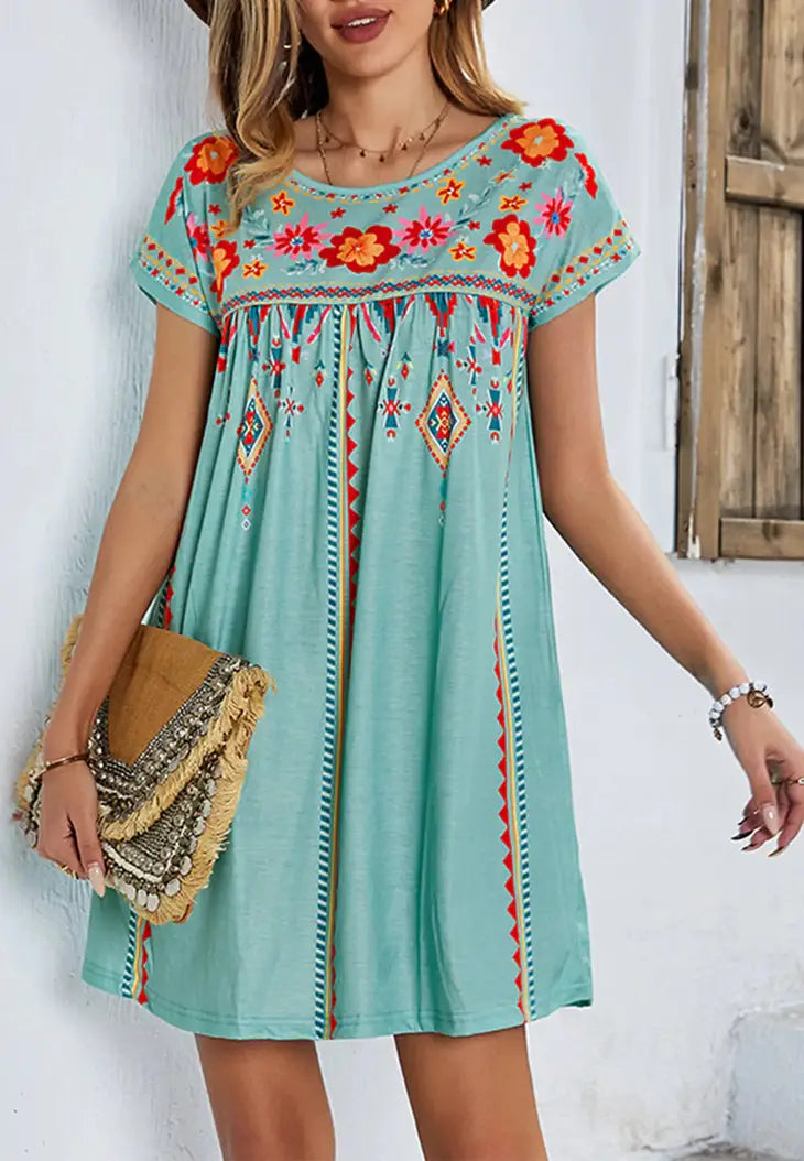 Multicolor Floral Boho Print Dress