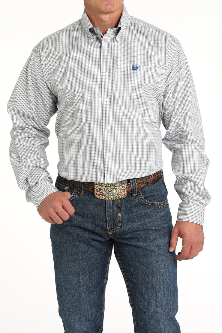 Cinch Men's Long Sleeve Shirt - Plaid (White)