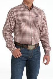 Cinch Men's Long Sleeve Shirt - Cream Plaid