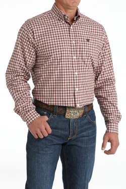 Cinch Men's Long Sleeve Shirt - Cream Plaid