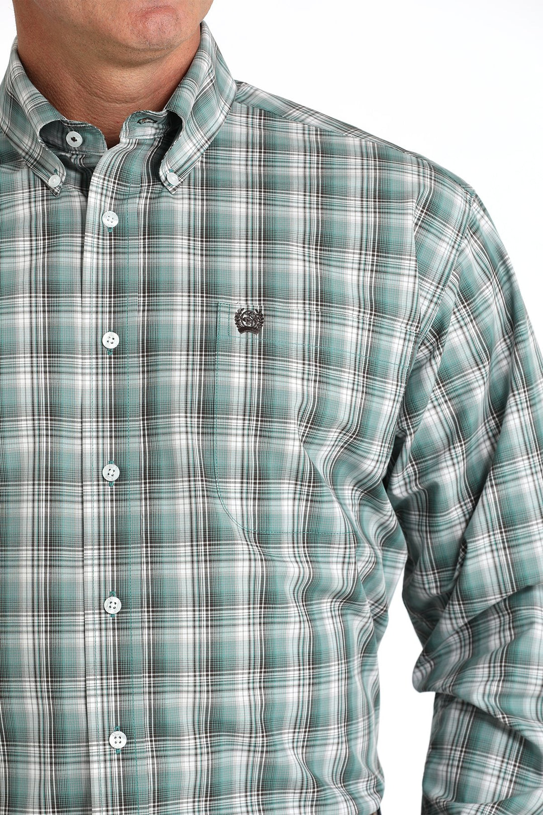 Cinch Men's Long Sleeve Shirt - Green Plaid