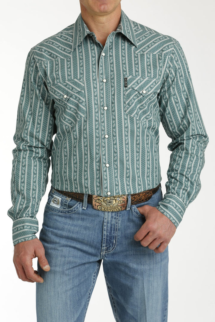 Cinch - Men's Long Sleeve Shirt - Green Print