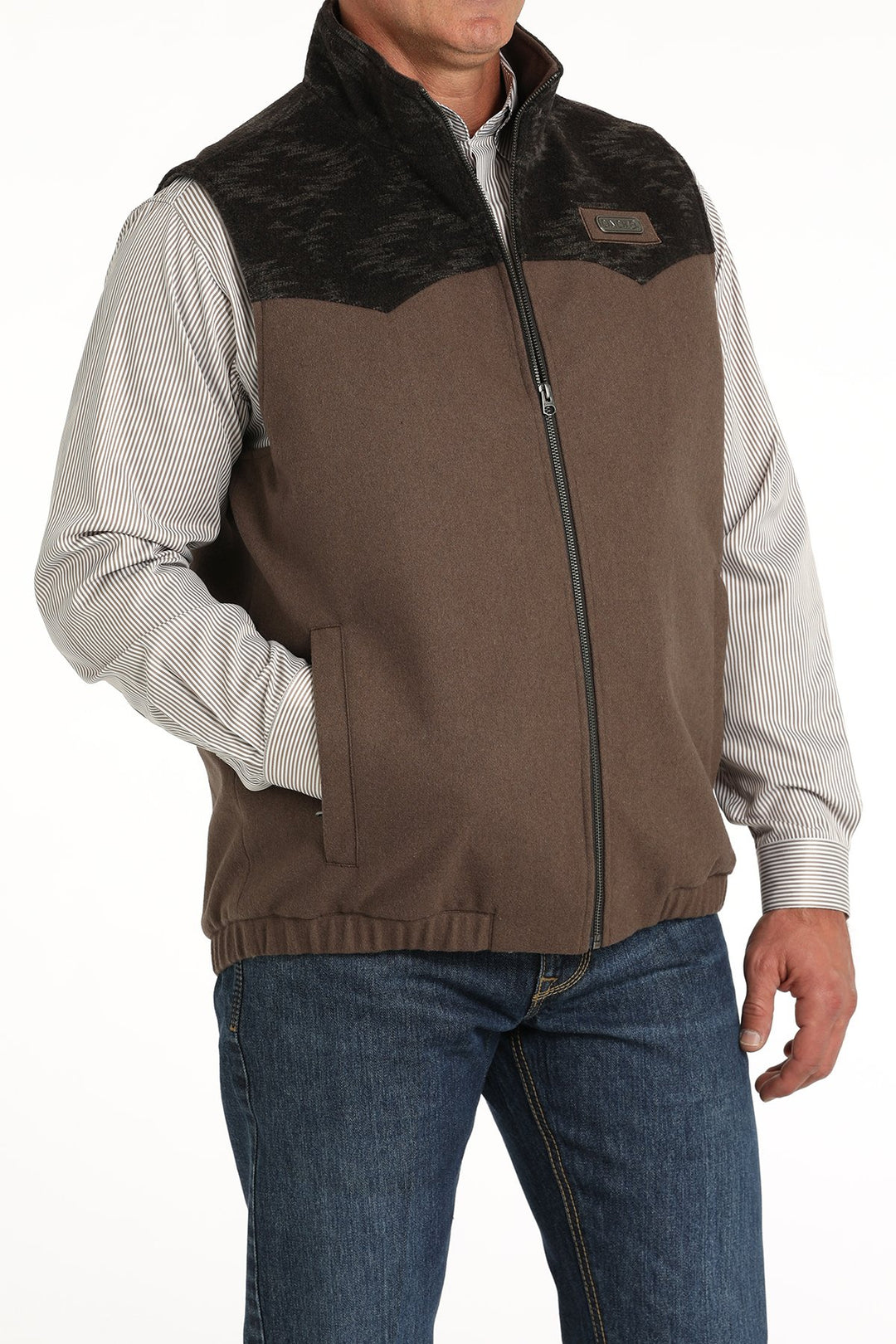 Cinch Men's Coffee & Chocolate Aztec Poly-Wool Concealed Carry Vest