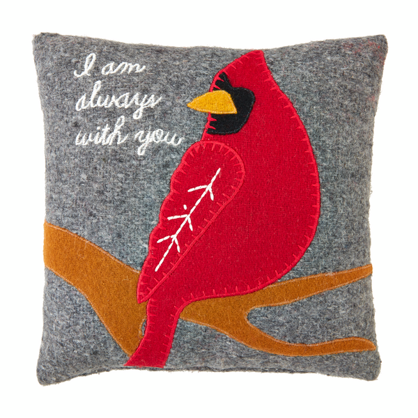 Square Cardinal Felted Pillow