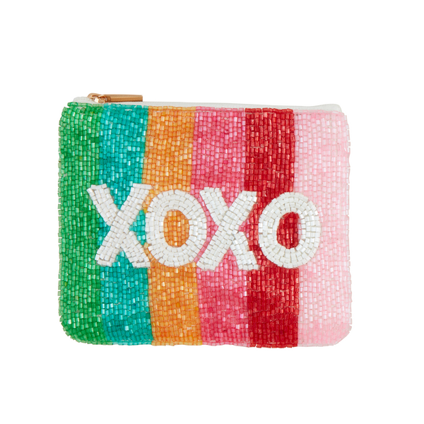 Mud Pie Rainbow XOXO Beaded Pouch