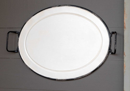 Oblong Enamel Painted Tray